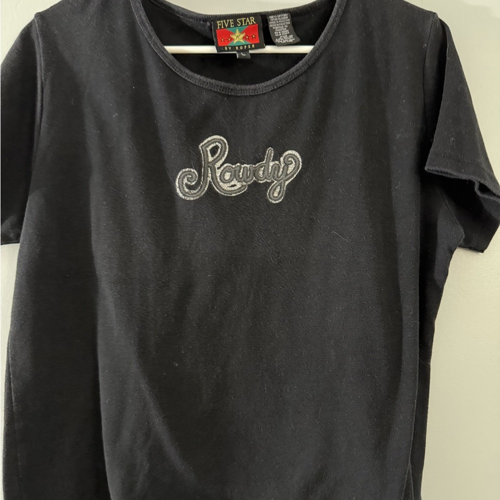 Roper Black Crop Top with Silver Embroidery